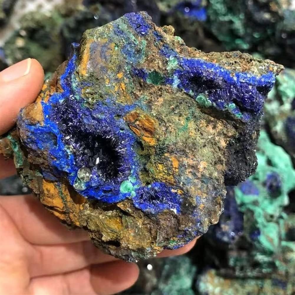 Meditation Home Decor, 1PC Natural Vivianite Irregular Healing Stone Mineral Specimen Blue Raw Quartz Crystal Gift Jewelry Accessory Home Decor Gifts,Natural Crystal (Size : 500g)