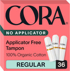 Cora Organic Cotton Non-Applicator Tampons (36 Regular Non-Applicator Tampons)