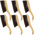 6 Pieces Wooden Hand Broom, Soft Bristle Dust Brush with Long Wood Handle, Cleaning Brush for Furniture, Car, Sofa, Bed, Fireplace, Bench, Counter, Clothes, Household Cleaning, Brown