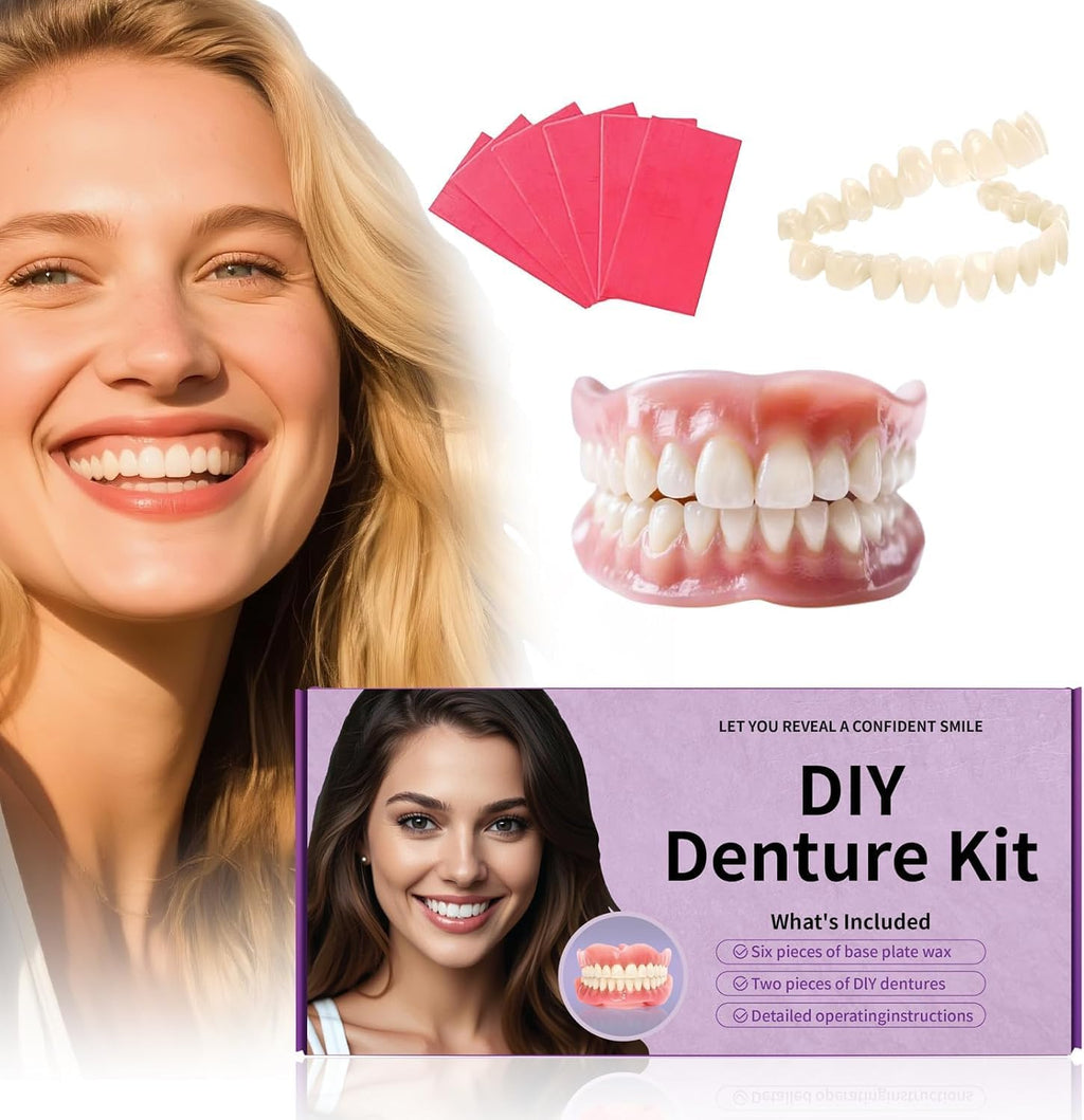 At-Home DIY Denture Kit: Full Set of Upper & Lower False Teeth for DIY Smile Transformation-MM2