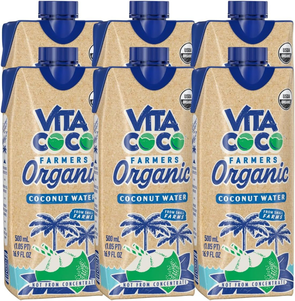 Coconut Water for Vita Coco Farmers Organic Coconut Water 16.9 oz, Pack of 6