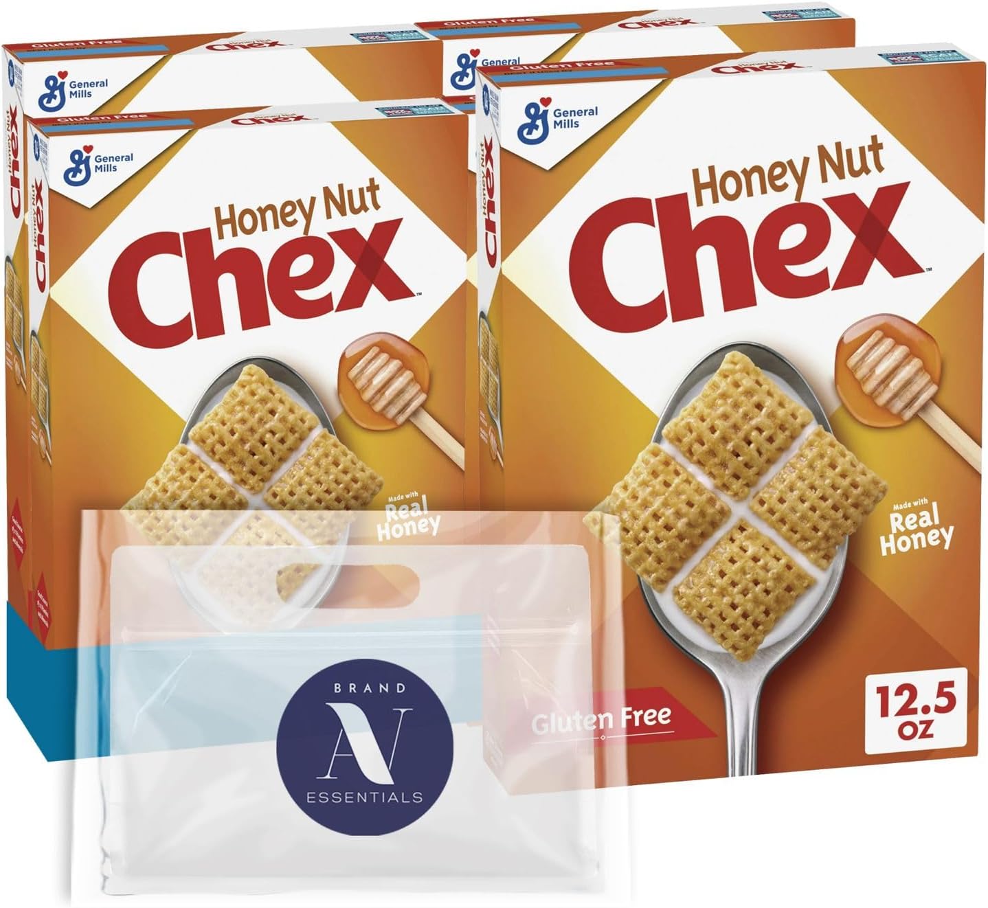 Chex 4-Pack of Honey Nut Gluten Free Breakfast Cereal, 12oz Box + 1 Freebie by Lavinia Essentials