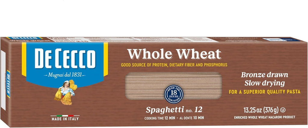 De Cecco Whole Wheat Pasta, Spaghetti No.12, 13.25 Ounce