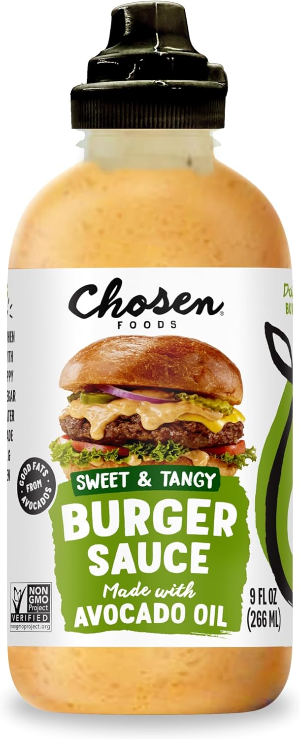 Chosen Foods Burger Sauce, for Hamburgers, Sandwiches, Nuggets, Wings, Fries, and More 9 floz