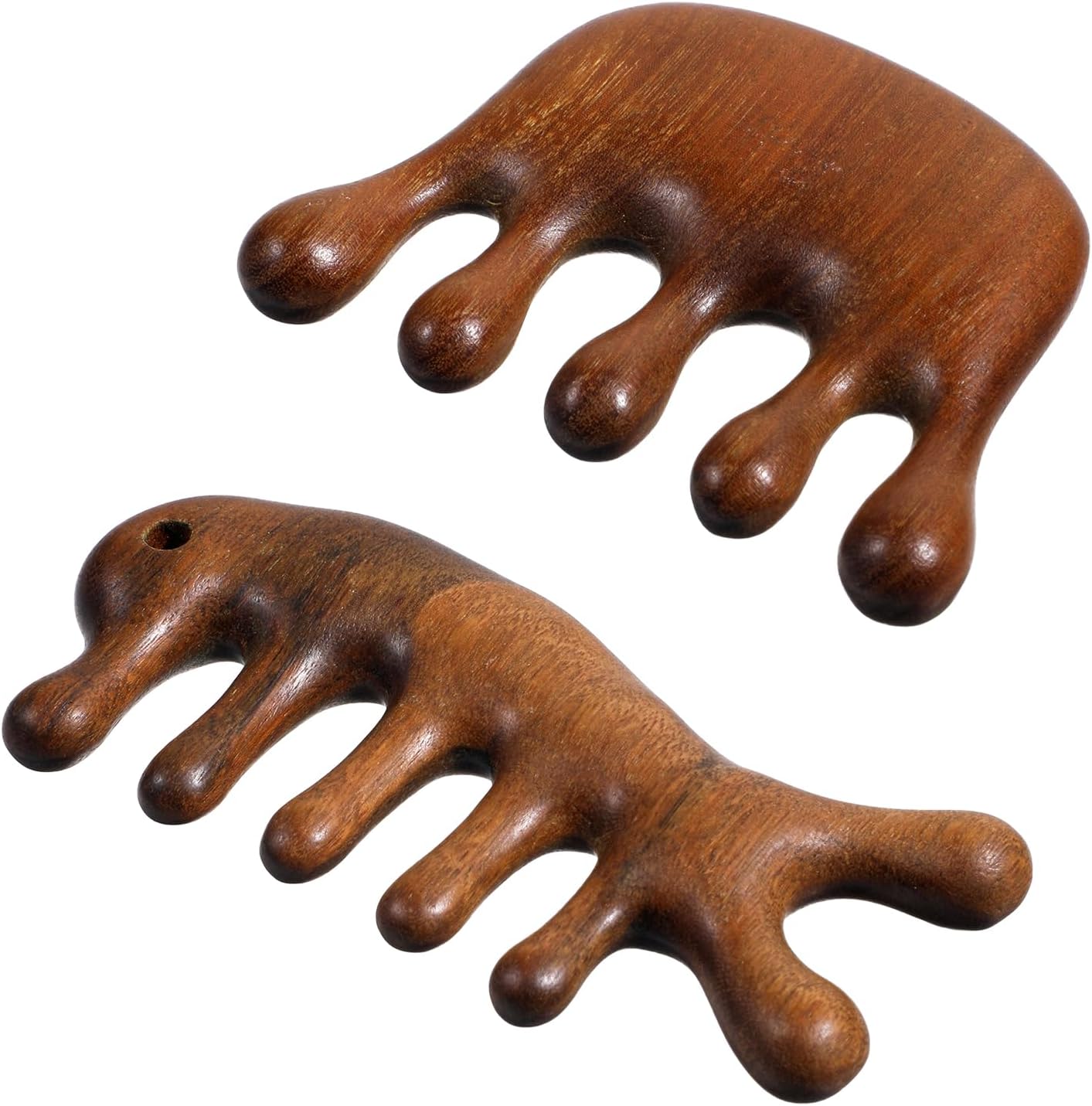 2 Pack Wooden Scalp Massage, Natural Sandalwood Wide Tooth Comb Dandruff Combs for Hair Growth, Handmade Gua Sha Tool for Women Men, Hair Care, Head Massage, Scalp Stimulation, Meridian Massager