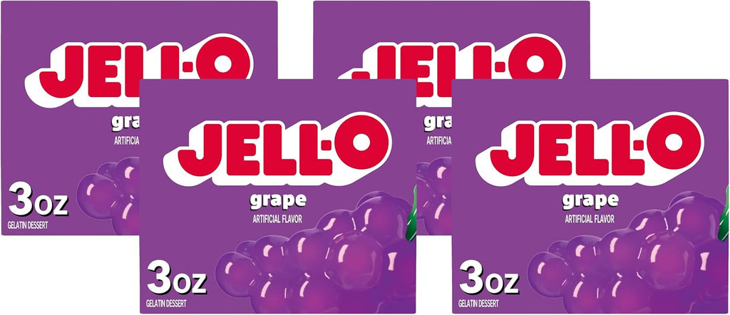 Jell-O Grape Gelatin Dessert Mix (3 oz Box) (Pack of 4)