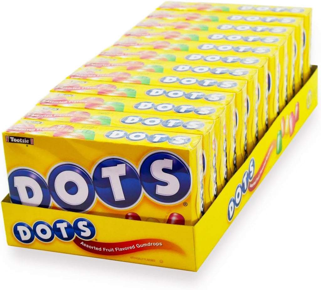 DOTS Individually Wrapped Candy Holiday Pack - Original Gummy Candy Flavors - Cherry, Lime, Orange, Lemon, Strawberry - Gluten Free, Kosher & Peanut Free Gumdrops - Bulk 12ct, 6.5oz Dots Candy Boxes