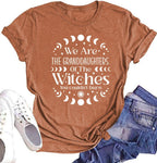 Halloween Shirts for Women We are Granddaughters of The Witches Funny Letter Tee Fall Casual Graphic Tops