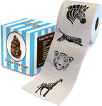 Printed TP Animal Pattern 2 Ply Toilet Paper Bathroom Tissue - Novelty Wildlife Bath Tissue Roll - Funny Toilet Paper for Home Decor, Potty Gag Gifts, Prank and Hilarious White Elephant - 500 Sheets