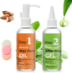 After Waxing Skin Care Kit, Almond Oil For Remove Wax Residue, Post Wax Cooling Aloe Vera Gel For Calm and Soothing Skin, 2 Bottles Hair Removal Waxing Kit for Women 3.9oz/100ml