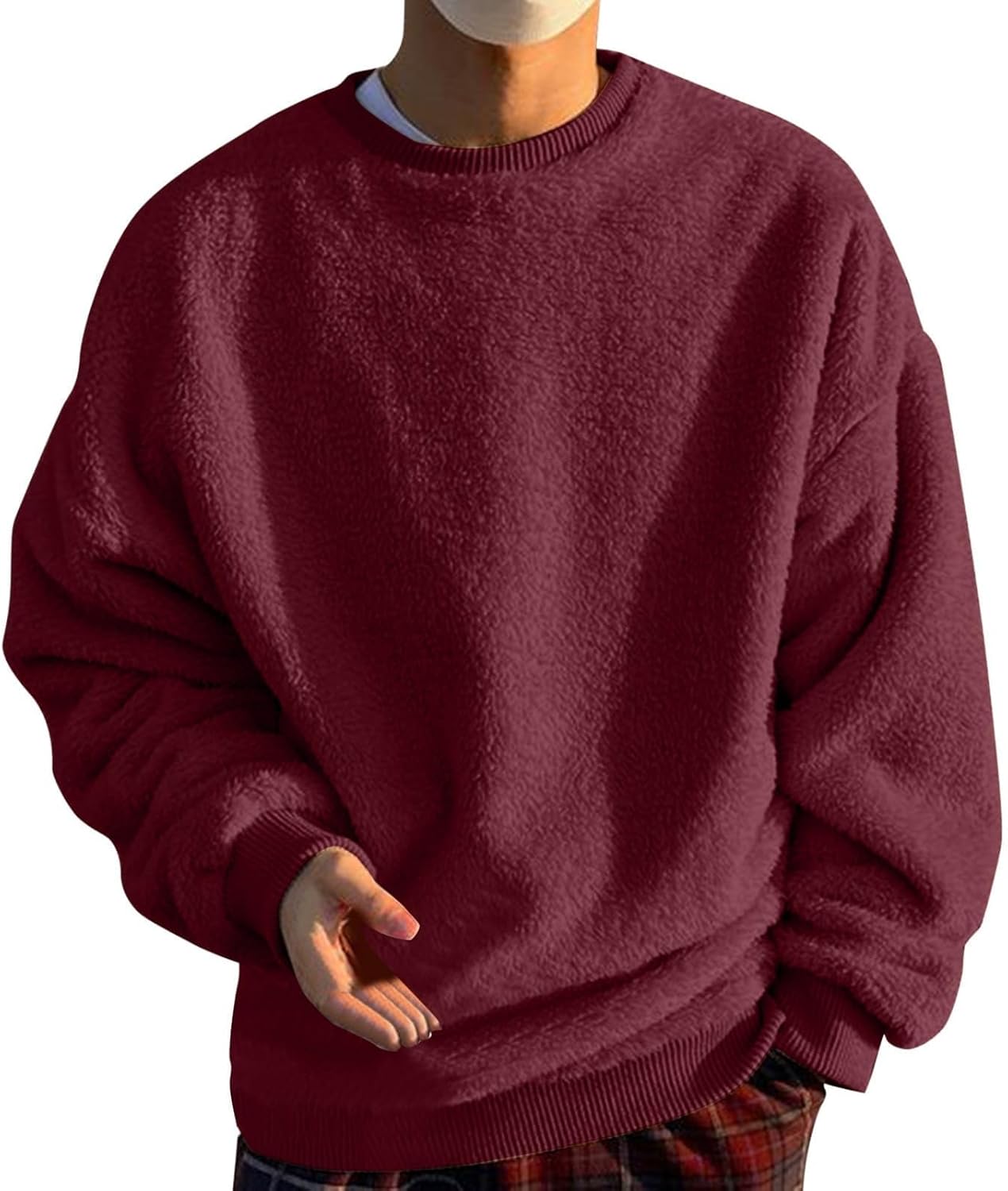 RTRDE Mens Fleece Sweatshirts, Long Sleeve Casual Workout Loose Fit Warm Crewneck Sweatshirt Pullover Tops, S-5XL