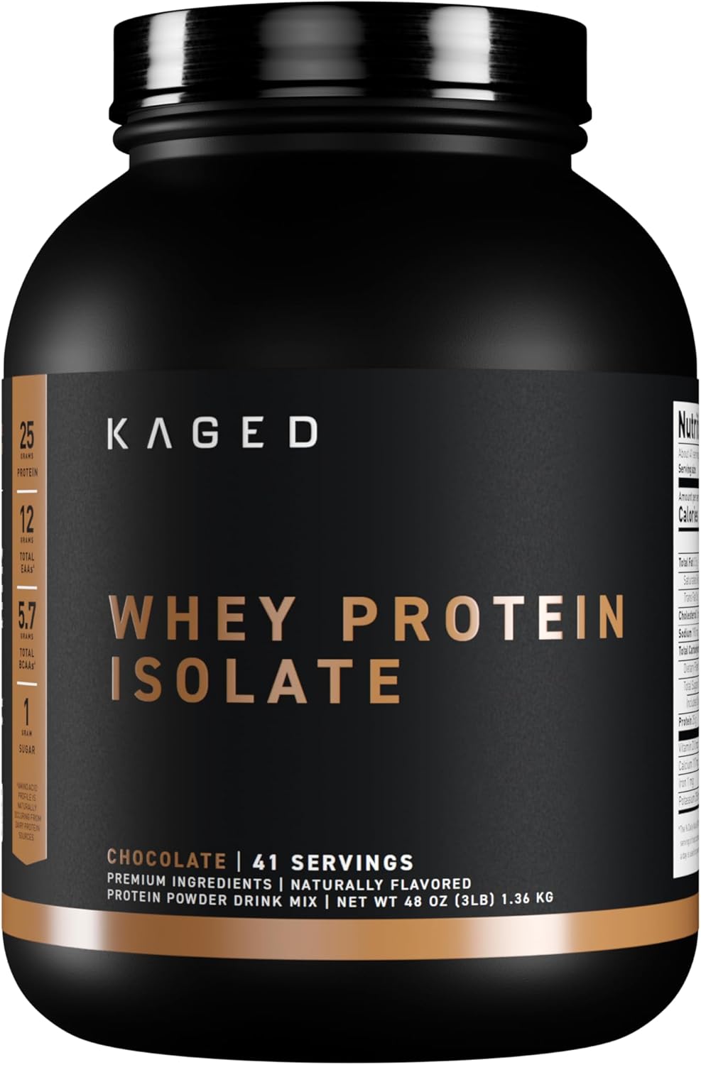 Kaged Whey Protein Isolate Powder | Chocolate | 100% Pure Low Lactose Whey | Post Workout Recovery Drink | Supports Muscle Building | Supplements for Men & Women | 41 Servings
