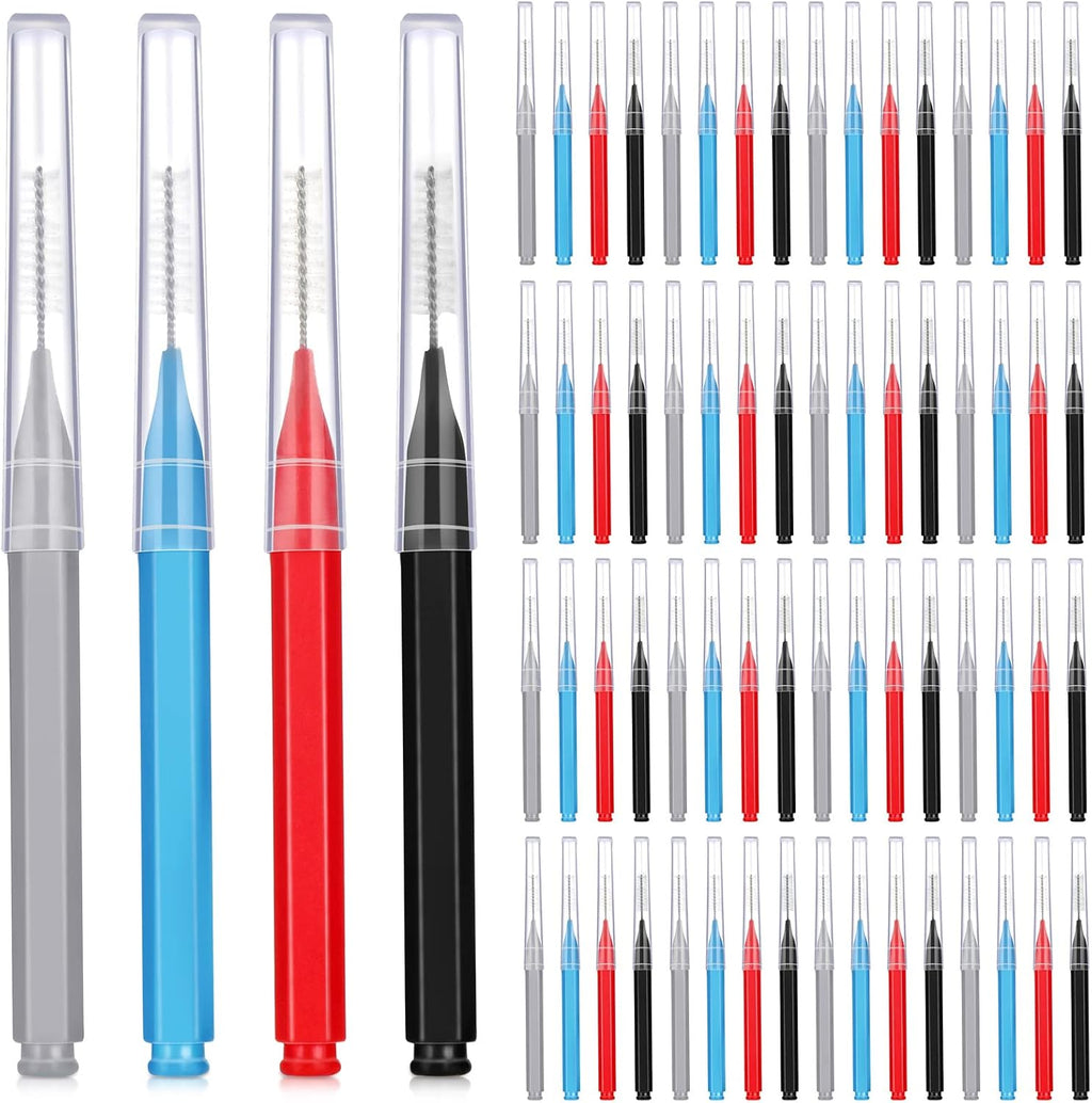 Patelai 100 Pieces Braces Brush for Cleaner Interdental Brush Toothpick Dental Tooth Flossing Head Oral Dental Hygiene Flosser Toothpick Cleaners Tooth Cleaning Tool (Classic Color)