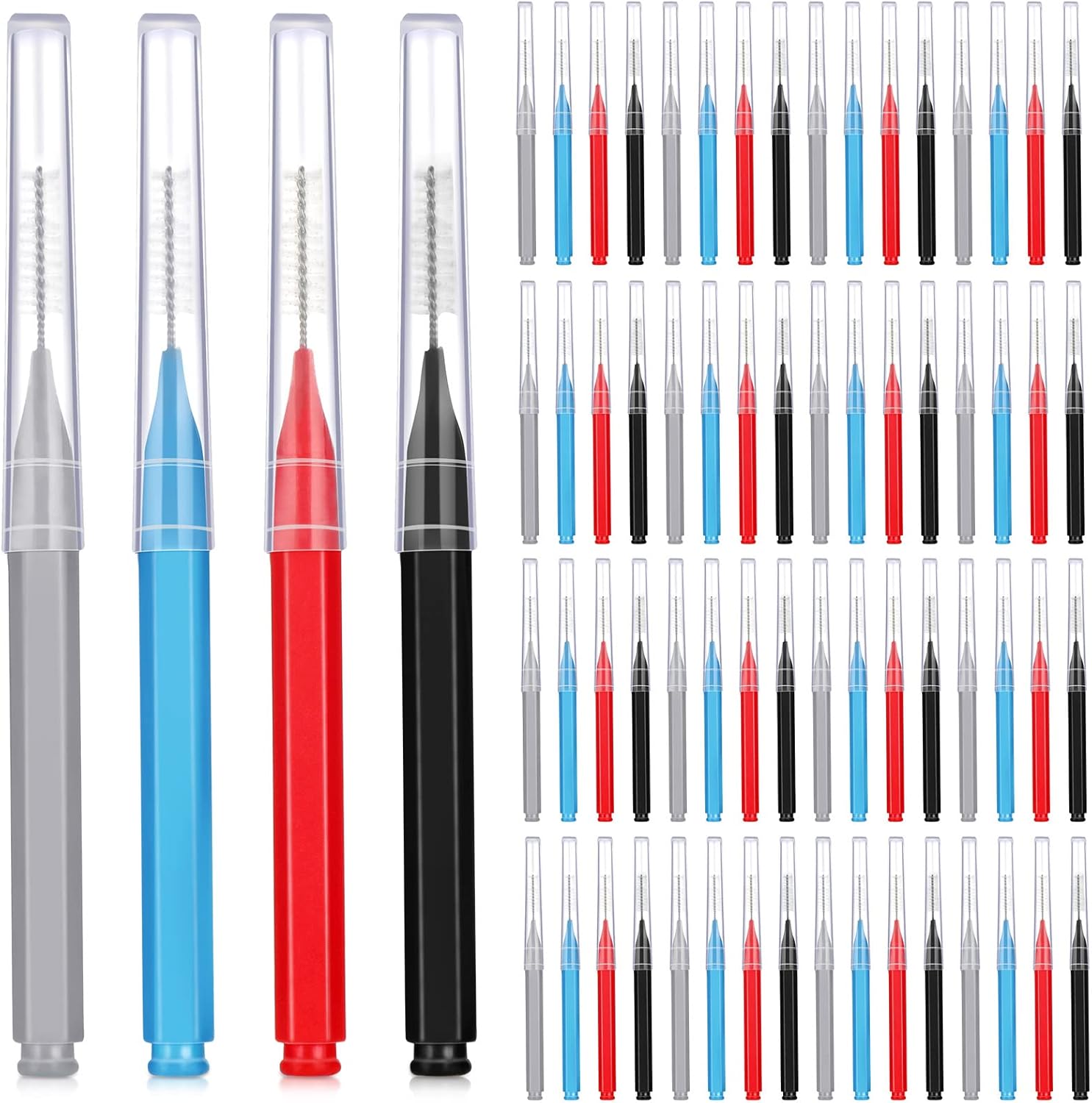 Patelai 100 Pieces Braces Brush for Cleaner Interdental Brush Toothpick Dental Tooth Flossing Head Oral Dental Hygiene Flosser Toothpick Cleaners Tooth Cleaning Tool (Classic Color)