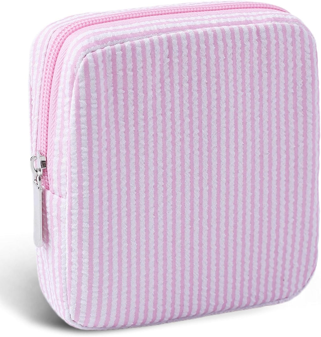 Period Bag for Teen Girls | Striped Sanitary Napkin Storage Bag | Cute Pads Pouch for Period | Menstrual Pouch for Pads, Tampons, Menstrual Cups & Panty Liners | Perfect for Travel & Daily Use