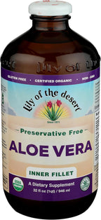 Lily Of The Desert Aloe Vera Juice - Inner Fillet Aloe Vera Drink, Organic Aloe Juice with Natural Vitamins, Digestive Enzymes for Gut Health, Stomach Relief, Wellness, Glowing Skin, 32 Fl Oz