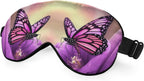 Purple Butterfly Silk Sleep Mask with Adjustable Strap for Travel, Nap, Shift Work, Office