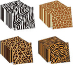 80PCS Animal Safari Napkins Jungle Animal Theme Paper Napkins Tiger Zebra Giraffe Leopard Print Napkins Cheetah Napkins Party Supplies for Jungle Safari Birthday Baby Showers