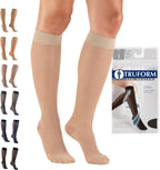 Truform Sheer Compression Stockings, 8-15 mmHg, Women's Knee High Length, 20 Denier, Nude, Large