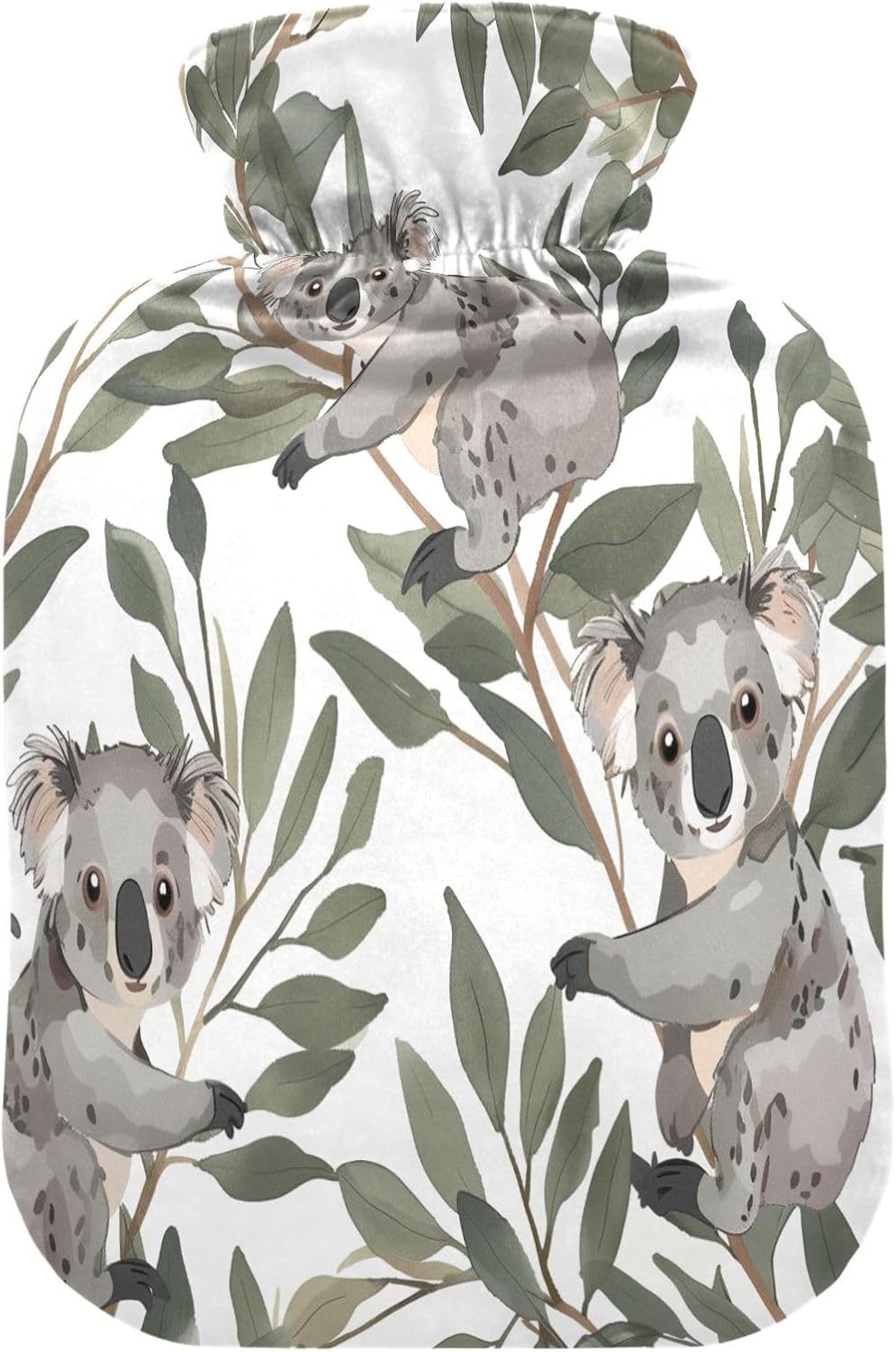 Koala and Leaves Hot Cold Water Bottle with Fleece Cover PVC Hot Water Bag 1 Liter
