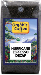 Organic Coffee Co. DECAF Hurricane Espresso Whole Bean Coffee 2LB (32 Ounce) Medium Dark Roast Natural Water Processed Decaffeinated USDA Organic