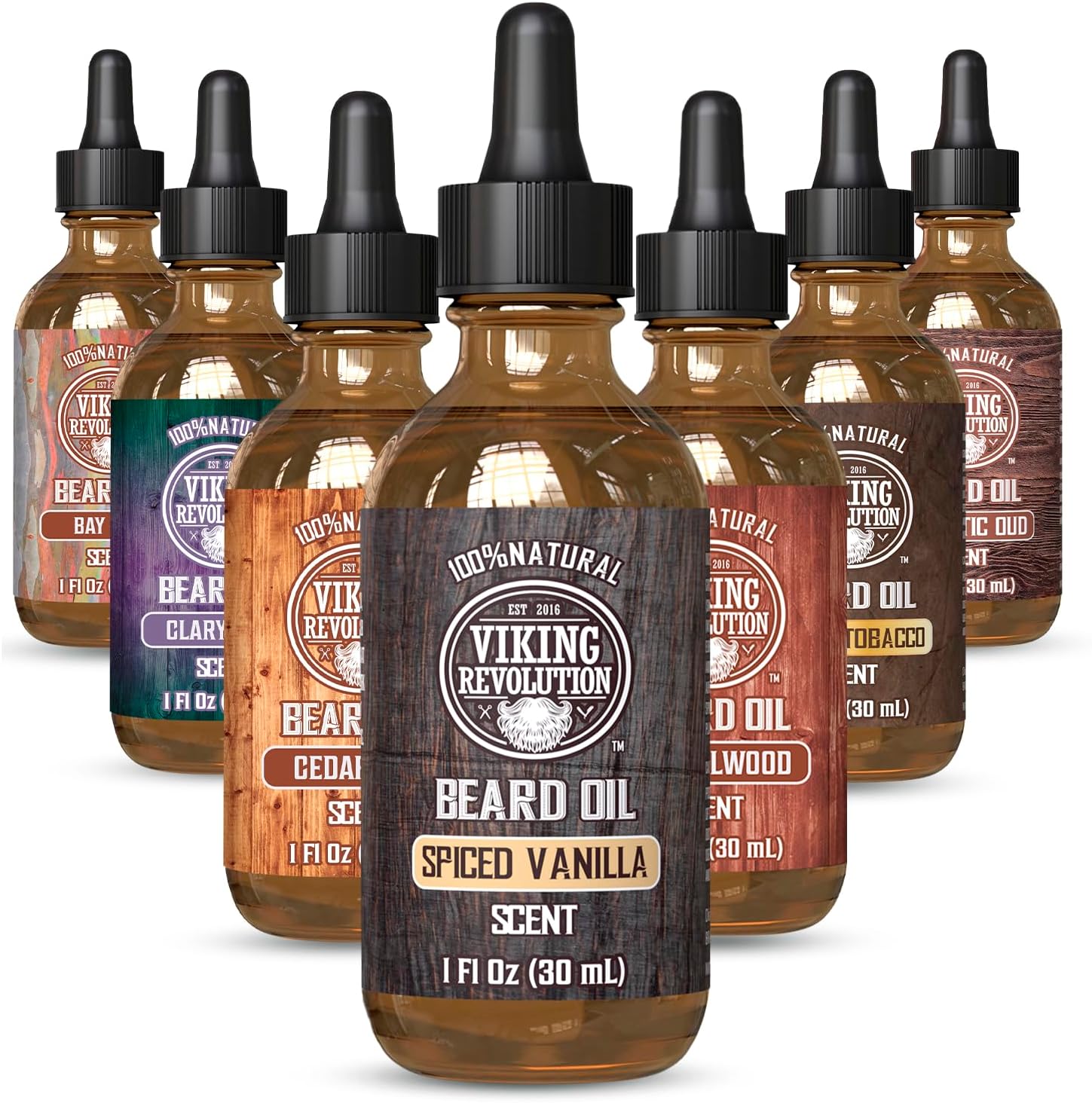 Viking Revolution Beard Oil for Men - Natural Mens Beard Oil with Argan Oil and Jojoba Oil - Beard Softener,Strengthens and Moisturizes - Beard Conditioner for Men (Spiced Vanilla, 1 Pack)