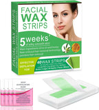 Facial Wax Strips for Women – 98% Natural Formula, Hypoallergenic for Sensitive Skin – Face Wax Strip for Hair Removal, Gentle & Quick Eyebrow Wax Strips for Upper Lip, Chin, Legs & Bikini Line