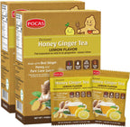 Pocas Honey Ginger Tea - Instant Tea Powder Packets with Lemon & Ginger Honey Crystals, 20 Count (Pack of 2)