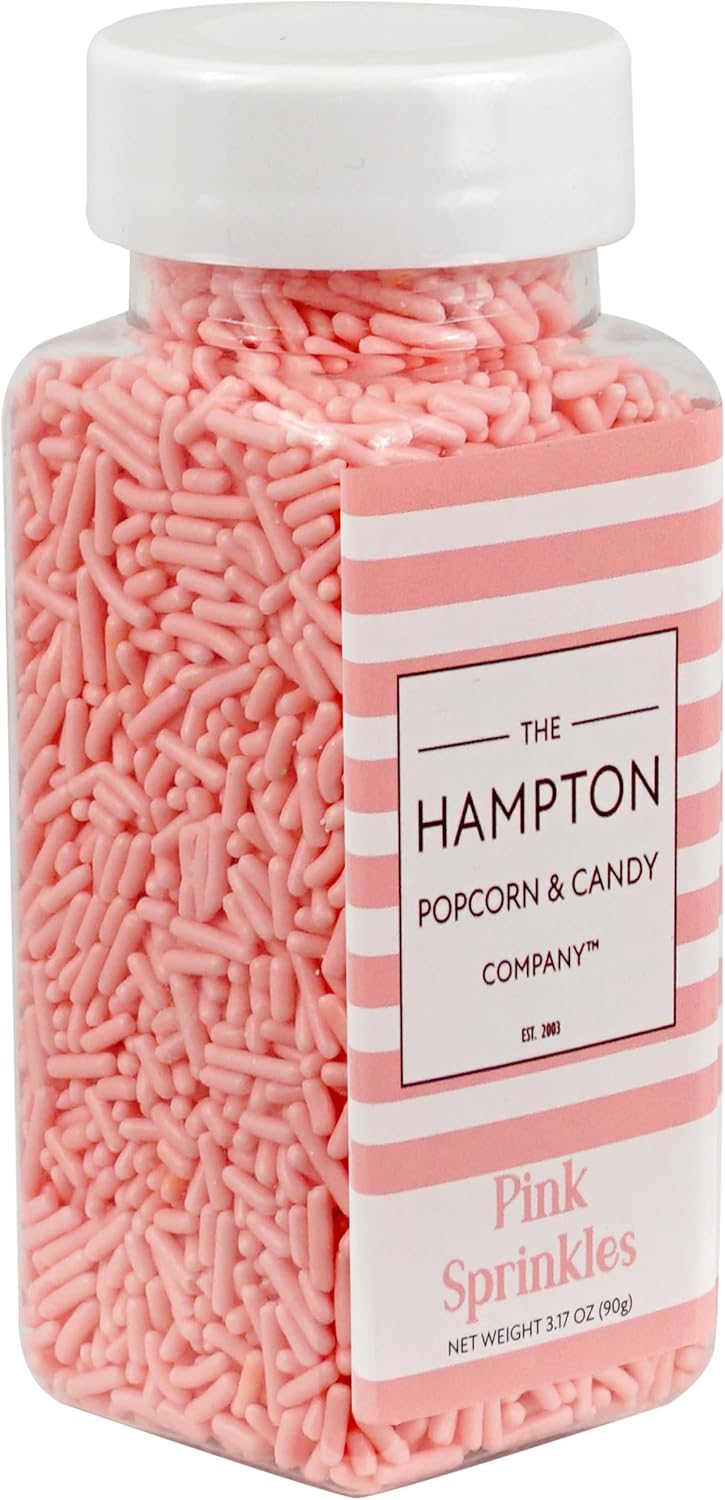 Pink Sprinkles Jimmies 3.17 oz, Sprinkles For Cake Decorating, Cake Sprinkles, Sprinkles For Baking, Ice Cream & More, The Hampton Candy Company