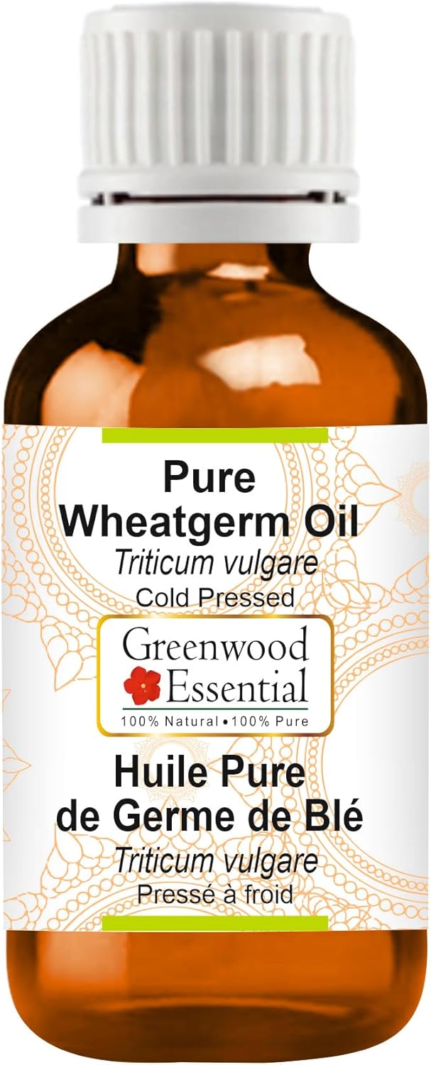 Greenwood Essential Wheatgerm Oil (Triticum vulgare) | Cold Pressed | Natural | Undiluted | For Diluting Essential Oils | For Skin & Massage | Men & Women | 50ml (1.69 oz)