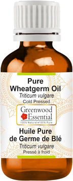 Greenwood Essential Wheatgerm Oil (Triticum vulgare) | Cold Pressed | Natural | Undiluted | For Diluting Essential Oils | For Skin & Massage | Men & Women | 100ml (3.38 oz)