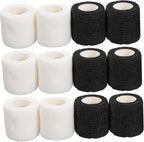 BESPORTBLE 12rolls Non-Woven Self-Adhesive Elastic Bandages High Elasticity Sports Tapes for Fitness Wrist Support Black White for DIY Use