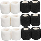 BESPORTBLE 12 Rolls Self Adhesive Elastic Bandages Wrap - Breathable Non-Woven Cohesive Bandage - 2 Inch Athletic Tape for Sports, Wrist, Ankle, Tattoo Grip Tape, Vet Wrap for Pets - Black White