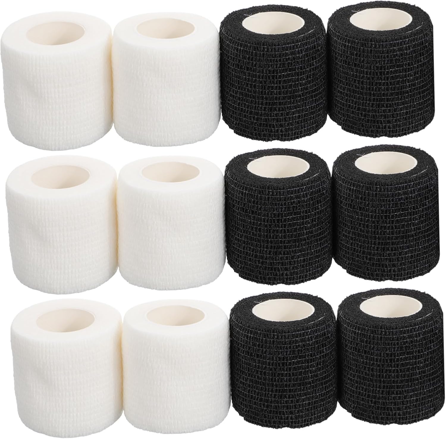 BESPORTBLE 12 Rolls Self Adhesive Elastic Bandages Wrap - Breathable Non-Woven Cohesive Bandage - 2 Inch Athletic Tape for Sports, Wrist, Ankle, Tattoo Grip Tape, Vet Wrap for Pets - Black White