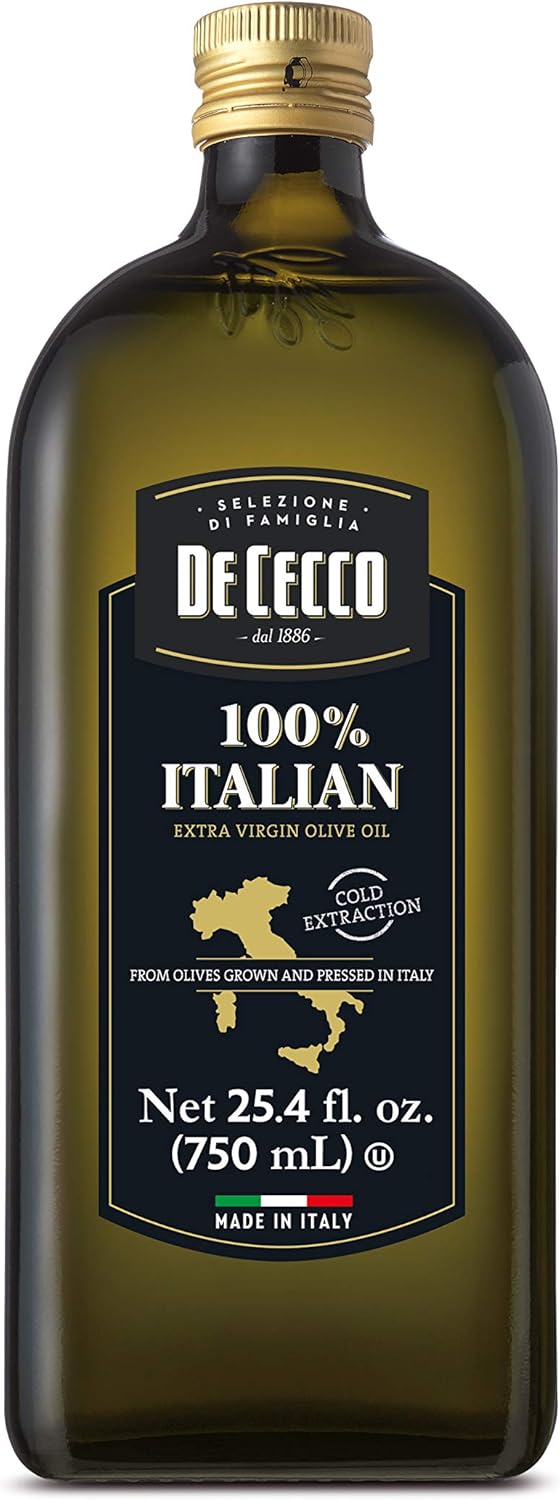 De Cecco Extra Virgin 100% Olive Oil, Made in Italy, Cold Extraction, Great for Roasting & Grilling, 25.4 Fl Oz, Pack of 1