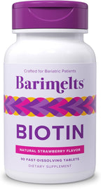 BariMelts Biotin 5000mcg, 90 Fast-Dissolving Tablets (3-Month Supply), Sugar-Free Bariatric Vitamins for Women, Natural Strawberry Flavor