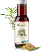 Kevala Organic Toasted Sesame Oil - Cold Pressed and Unrefined Oil for Daily Cooking and Baking, Made with Top Selection Roasted Sesame Seeds, Great for Stir-Fry Vegetables, 8 oz Glass Bottle