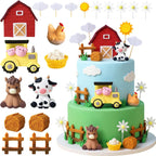 19Pcs Farm Animals Cake Topper Farm Animals Cake Decorations for Farm Themed Birthday Party Supplies