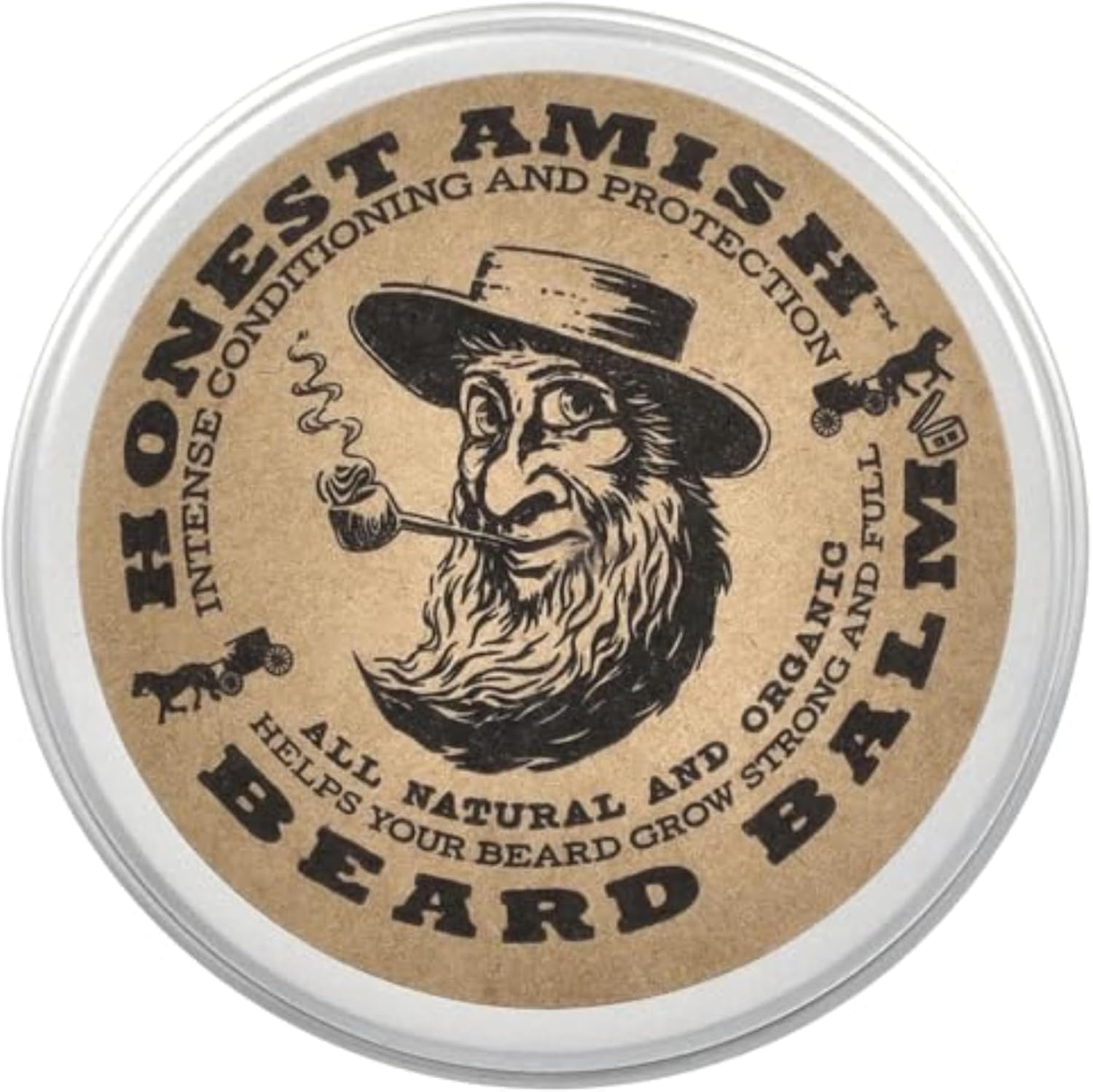 Honest Amish Beard Balm Leave-in Conditioner - Made with only Natural and Organic Ingredients - 2 Ounce Tin
