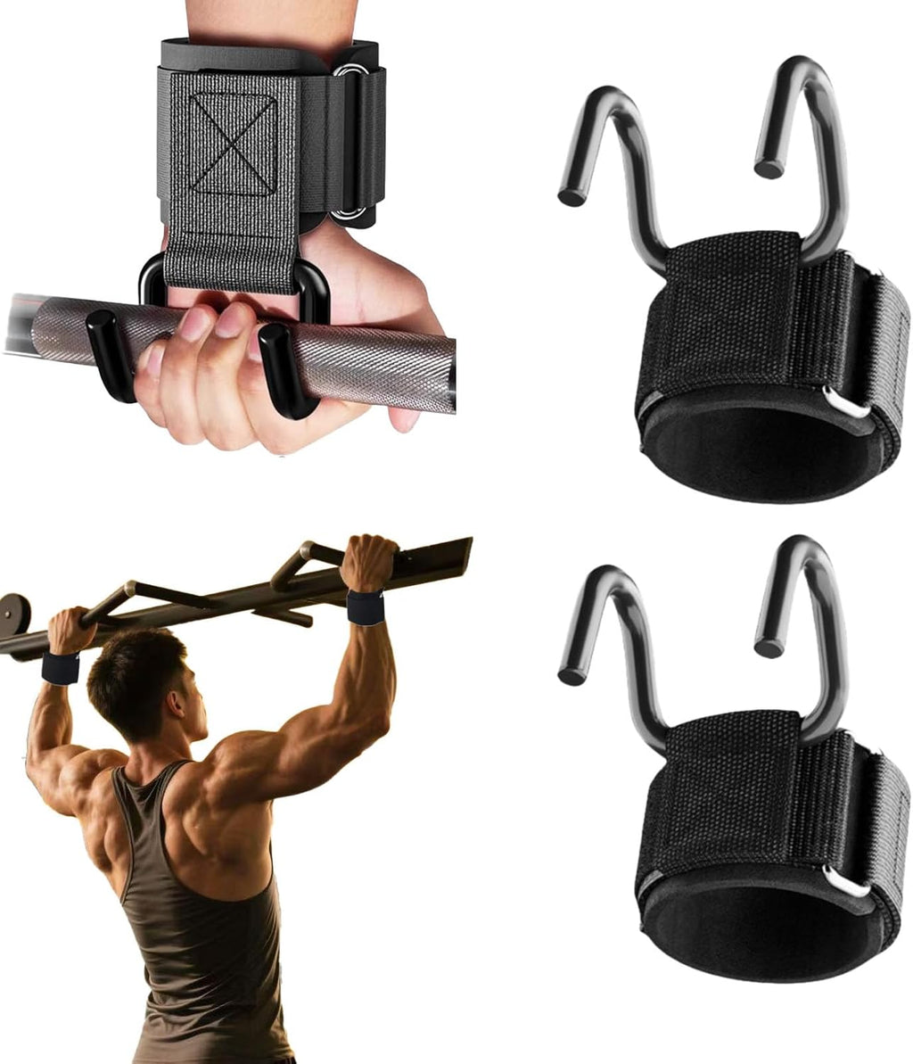 Lifting Hooks for Weight Lifting, 1 Pair 330 LB Weight Lifting Wrist Wraps Heavy Duty Gym Lifting Straps Hook for Barbell, Deadlifts, Pull-Ups, Strength Training, Wrist Protection, for Men & Women