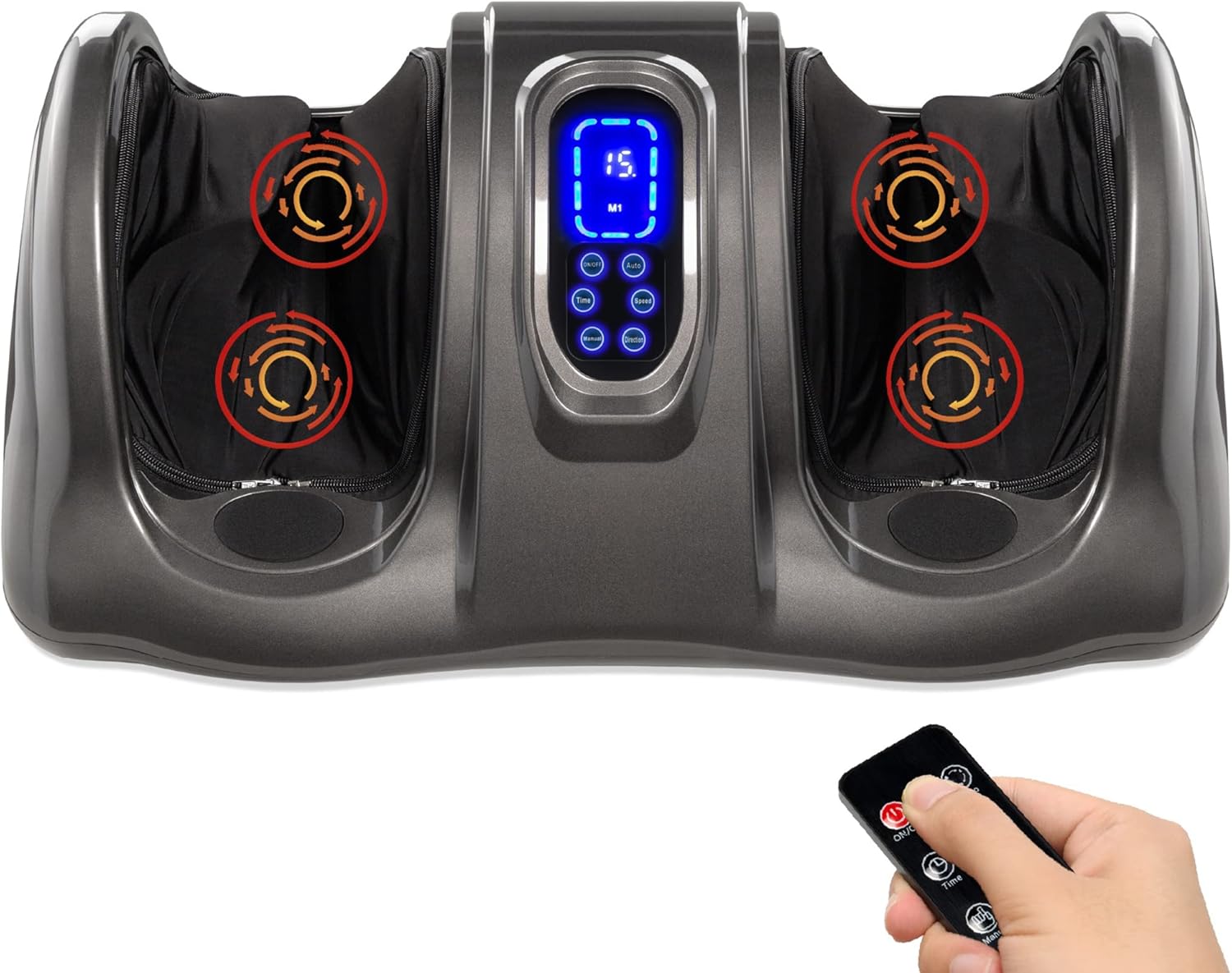 Best Choice Products Shiatsu Foot Massager for Pain Relief, Plantar Fasciitis, Neuropathy, Blood Circulation, Remote Control w/Compact Design - Gray