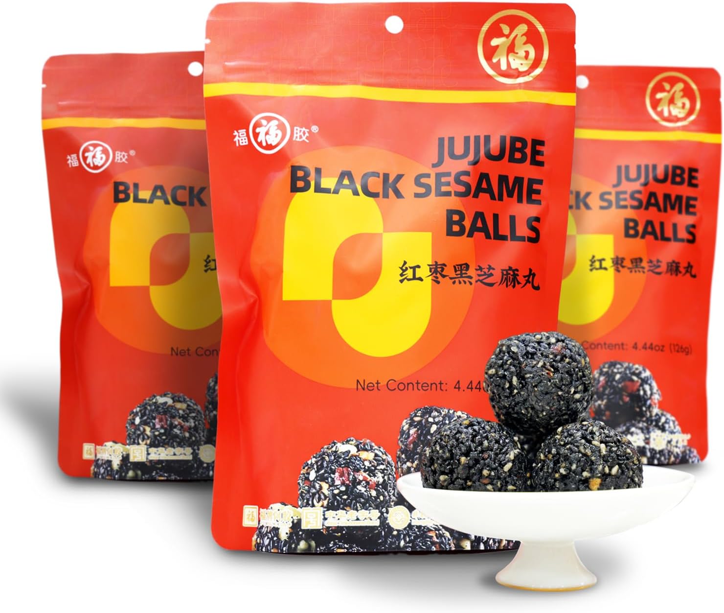 Organic Date Black Sesame Balls Snacks Pure Honey Handmade Date Black Sesame Pills Plant Protein Sources Vegan Jujube Snacks(3 Bag, Date)