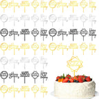 150pcs Gold Happy Birthday Cake Toppers Bulk Mirror Acrylic Cupcake Topper Double-Sided Dessert Decorations for Girls Women's Happy Birthday Sign for Cake Side Cupcake Decorations Party Supplies