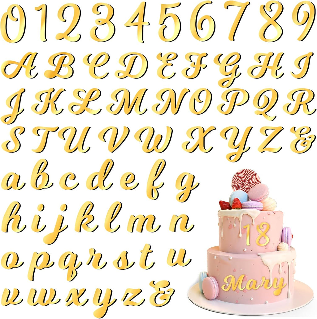 126 PCS Custom Name Cake Topper Acrylic Letters DIY Personalized A-Z & 0-9 Number Alphabet Cake Decoration For Wedding Anniversary Baby Shower Party Birthday Supplies（Gold）