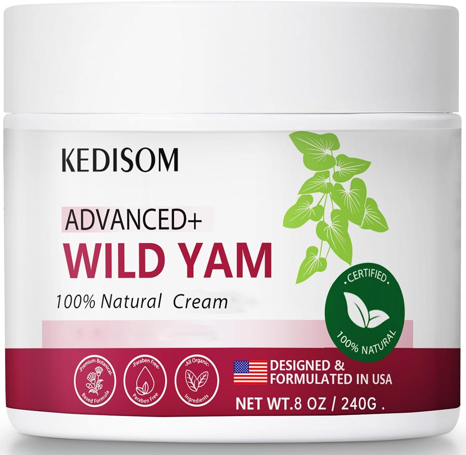 Wild Yam Cream for Skin Rejuvenation - Natural Formula with Wild Yam Root, Organic Wild Yam Cream for Softens and Moisturizes - Fast Absorbing, Non-Greasy, 8Oz