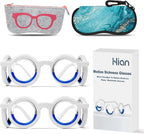 Hion Motion Sickness Glasses,Relieve Carsickness Airsickness Seasickness Glasses,Ultra-Light Portable Nausea Vertigo Glasses, No Lens Liquid Glasses for Adults or Kids(2Pairs)