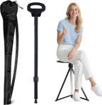 ALEVMOOM Walking Cane with Seat Folding Lightweight, 2-in-1 Cane Stool for Adults, Aluminum Walking Stick with Seat, Stick Chair Portable Stool for Senior