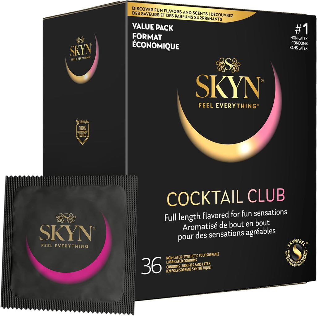 SKYN Cocktail Club Flavored Latex-Free Lubricated Condoms, 36 Count