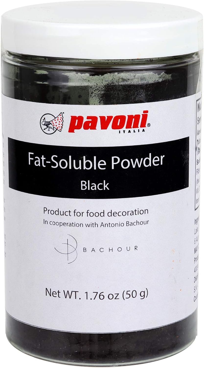 Pavoni Antonio Bachour Fat Soluble Powder Food Color 50 Grams Black
