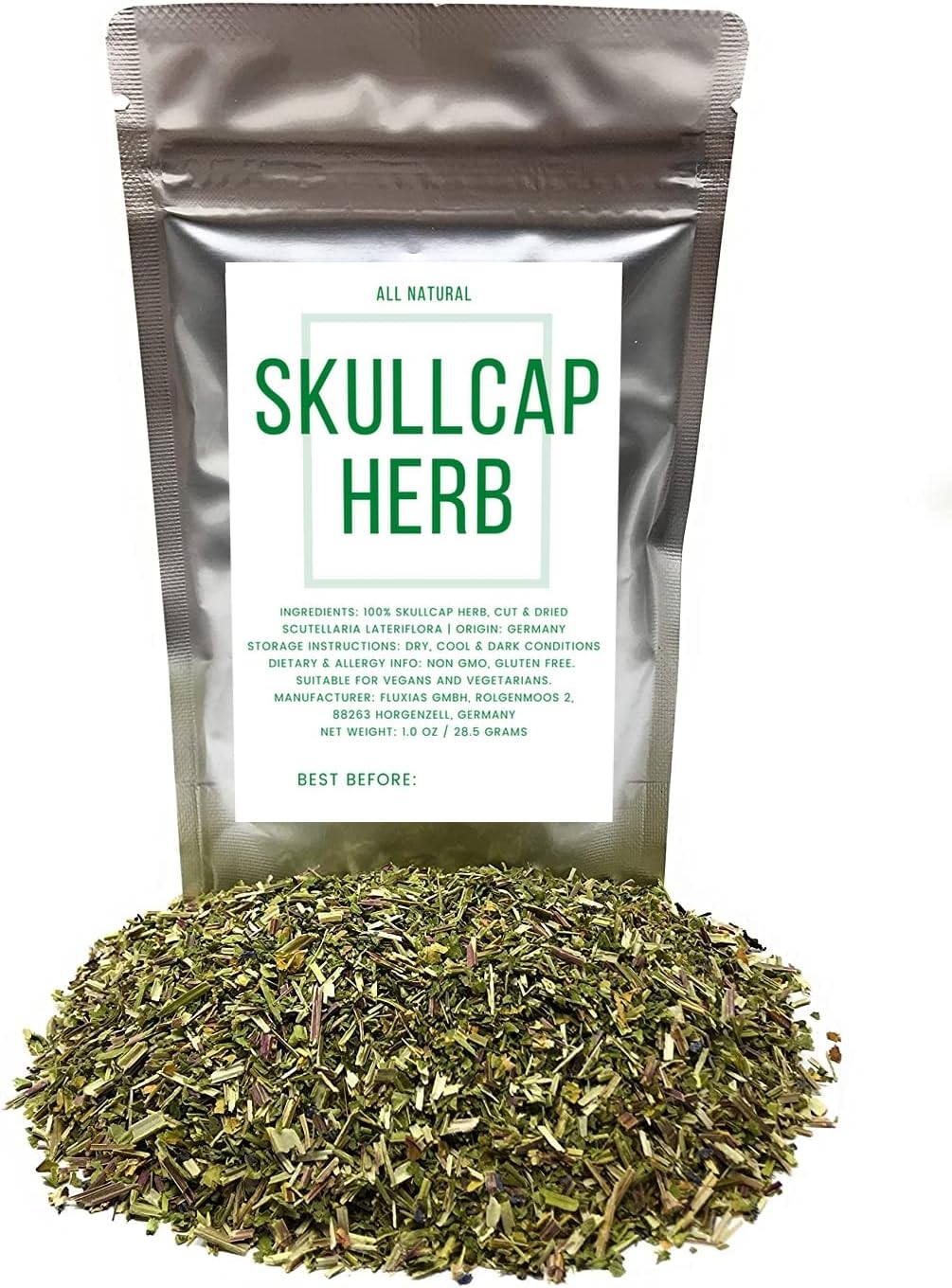 Skullcap Scutellaria Scullcap Herb from Germany - Natural, Cut & Dried Scutellaria Lateriflora - Net Weight: 1oz/28.5g